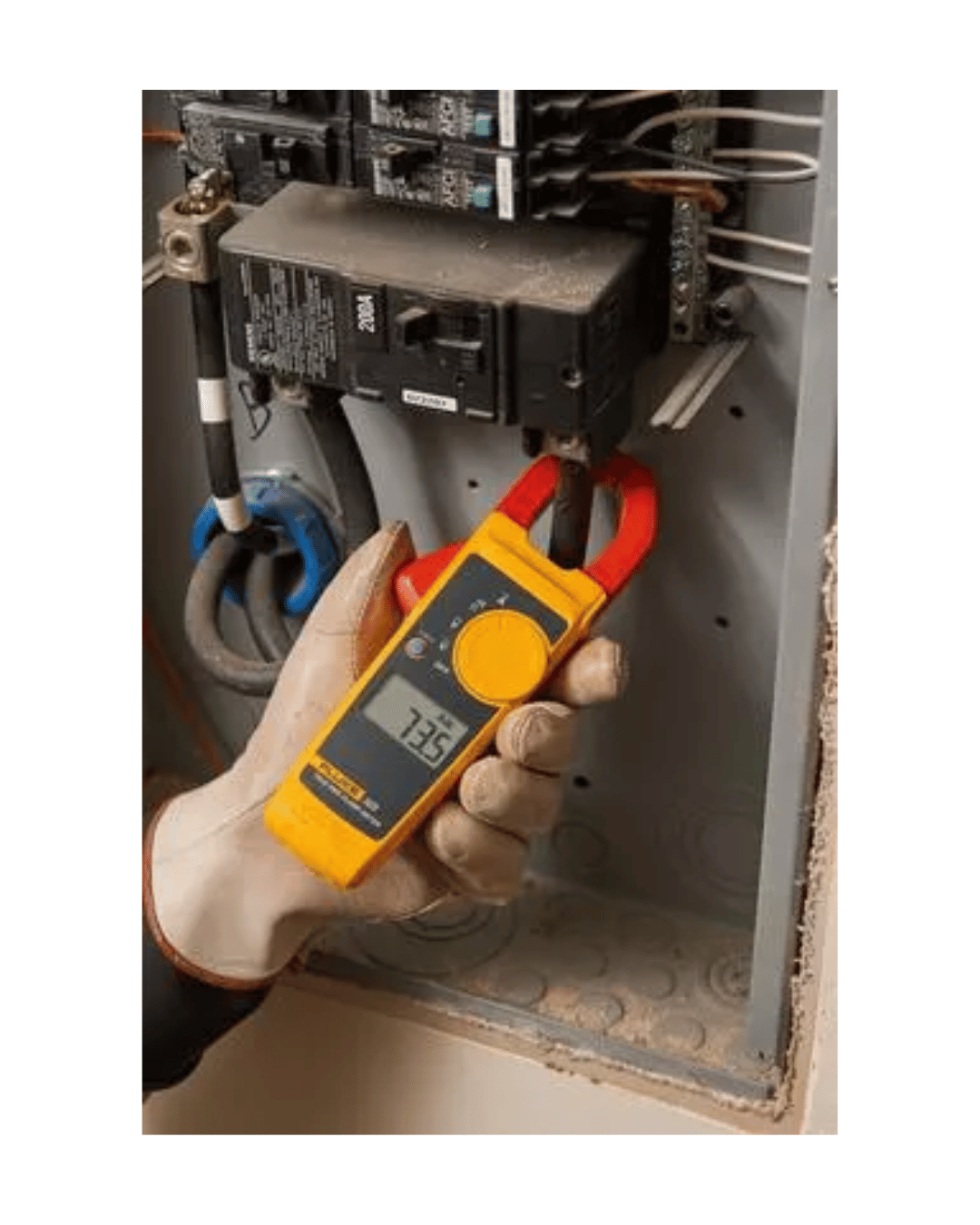 Fluke digital multimeter in use