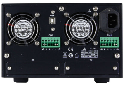 Back view of 9184B programmable DC power supply with different types of interface cards
