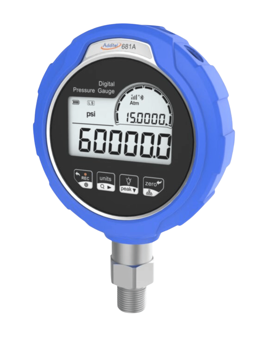 Angled view of Additel ADT681A Digital Pressure Gauge - 30 PSI