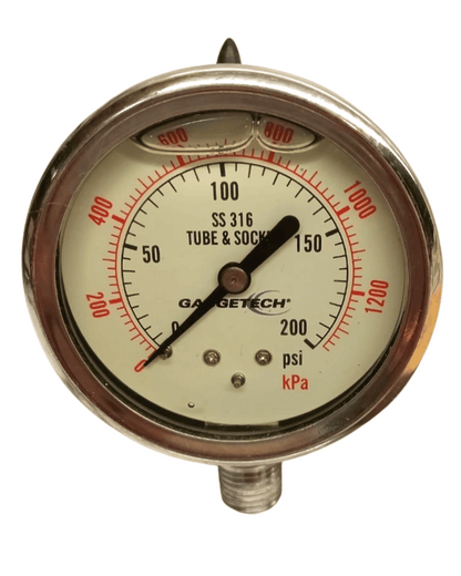 Gaugetech GTG2518A-15 0–300 PSI analog pressure gauge close-up view
