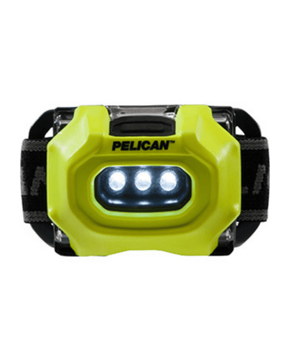 Pelican 2745 headlamp front view with illuminated LEDs