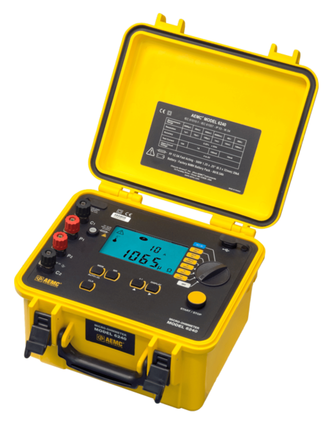Angled view of AEMC 6240 Micro-Ohmmeter Model 2129.8