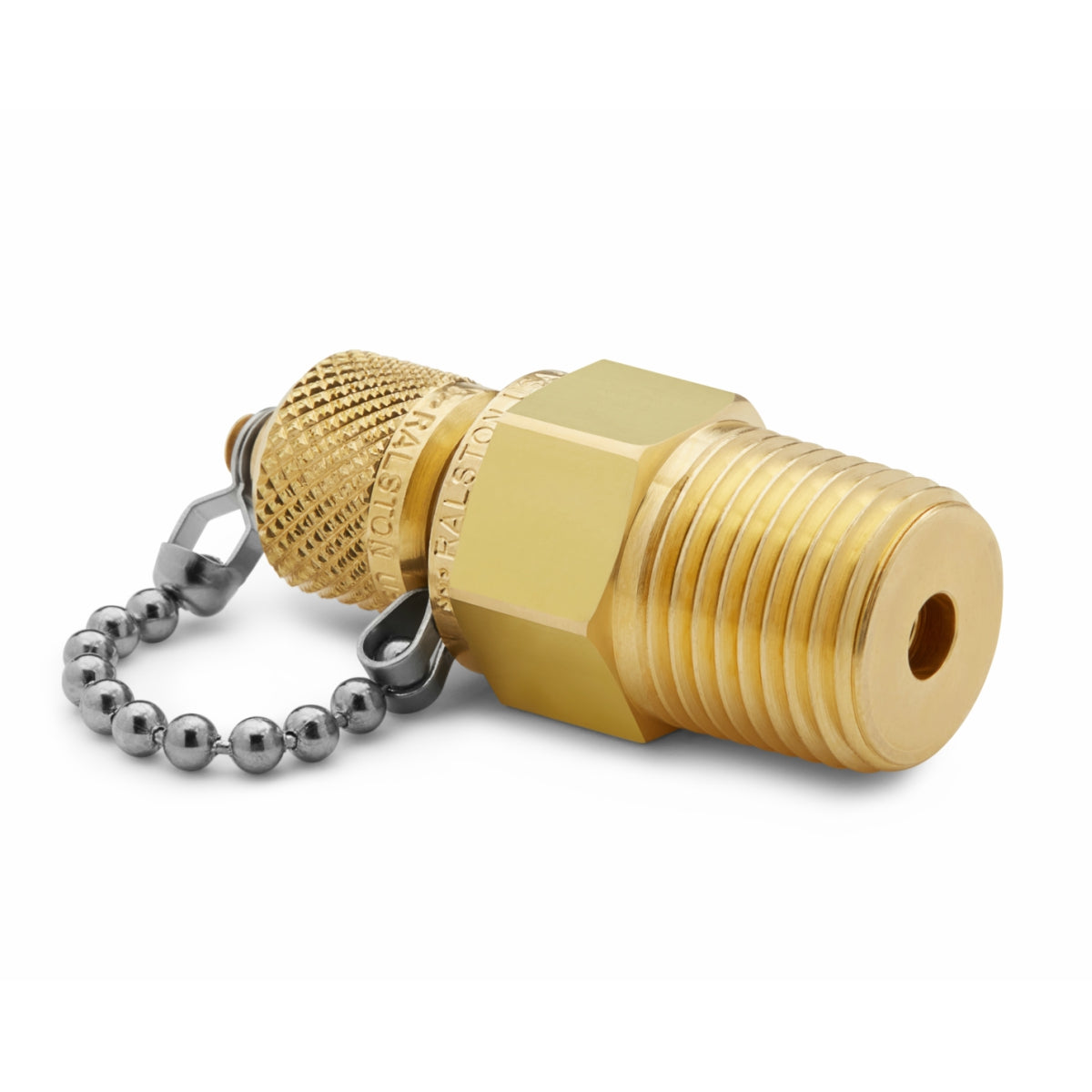 RALSTON-QTFT-4MB1-Brass, 1/2"MNPT x M QT w/ cap & chain