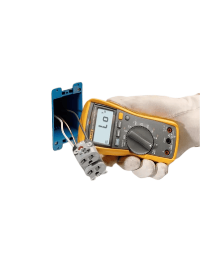 Fluke 117 True RMS digital multimeter in hand testing