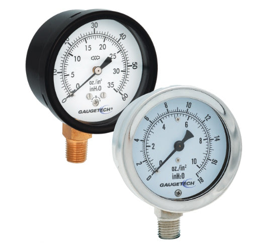 GAUGETECH-GTG83K-35-Low Pressure Gauge 2.5" 0/10PSI with Calibration